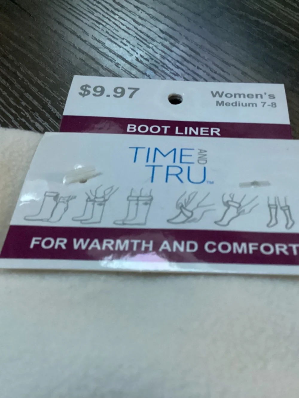 Time and Tru Women’s Boot Liner New With Tag Size M 7-8
